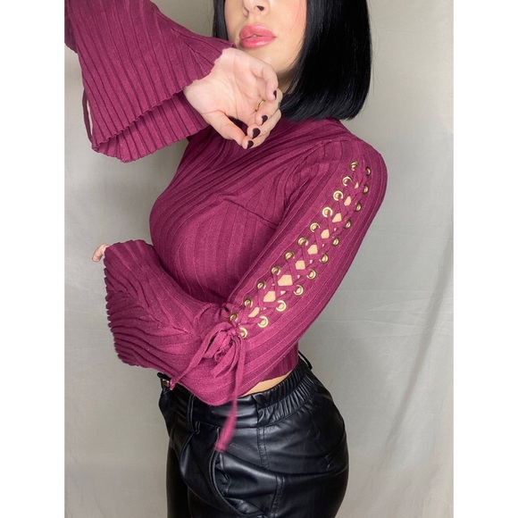 Fashion Nova Tops - Cute burgundy bell sleeve turtleneck ♥️